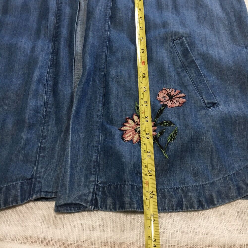 Style & Co Embroidered Chambray Kimono L Open Front  Boho Cottagecore Festival - Picture 15 of 16